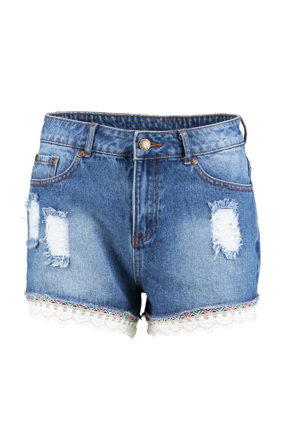 Denim store crochet shorts